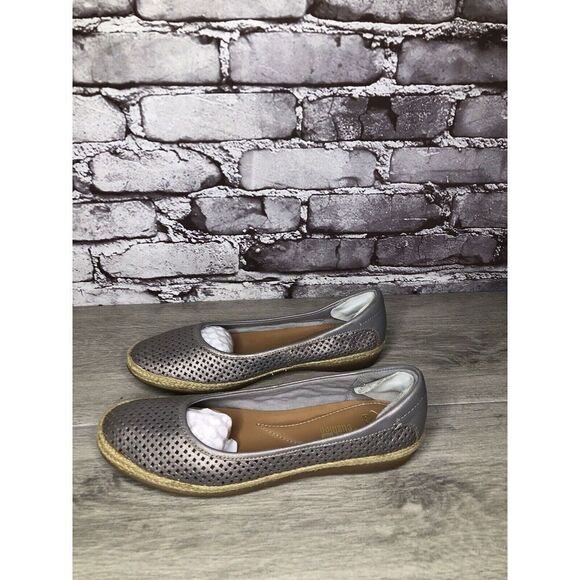 Clarks Collection Elaina Pewter Gray Leather Espadrille Loafer Flats Women 7M US - Picture 7 of 15